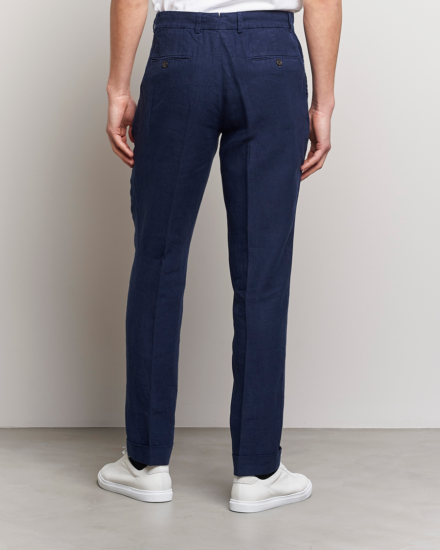 Herren | Hosen | Polo Ralph Lauren | Linen Pleated Trousers Navy