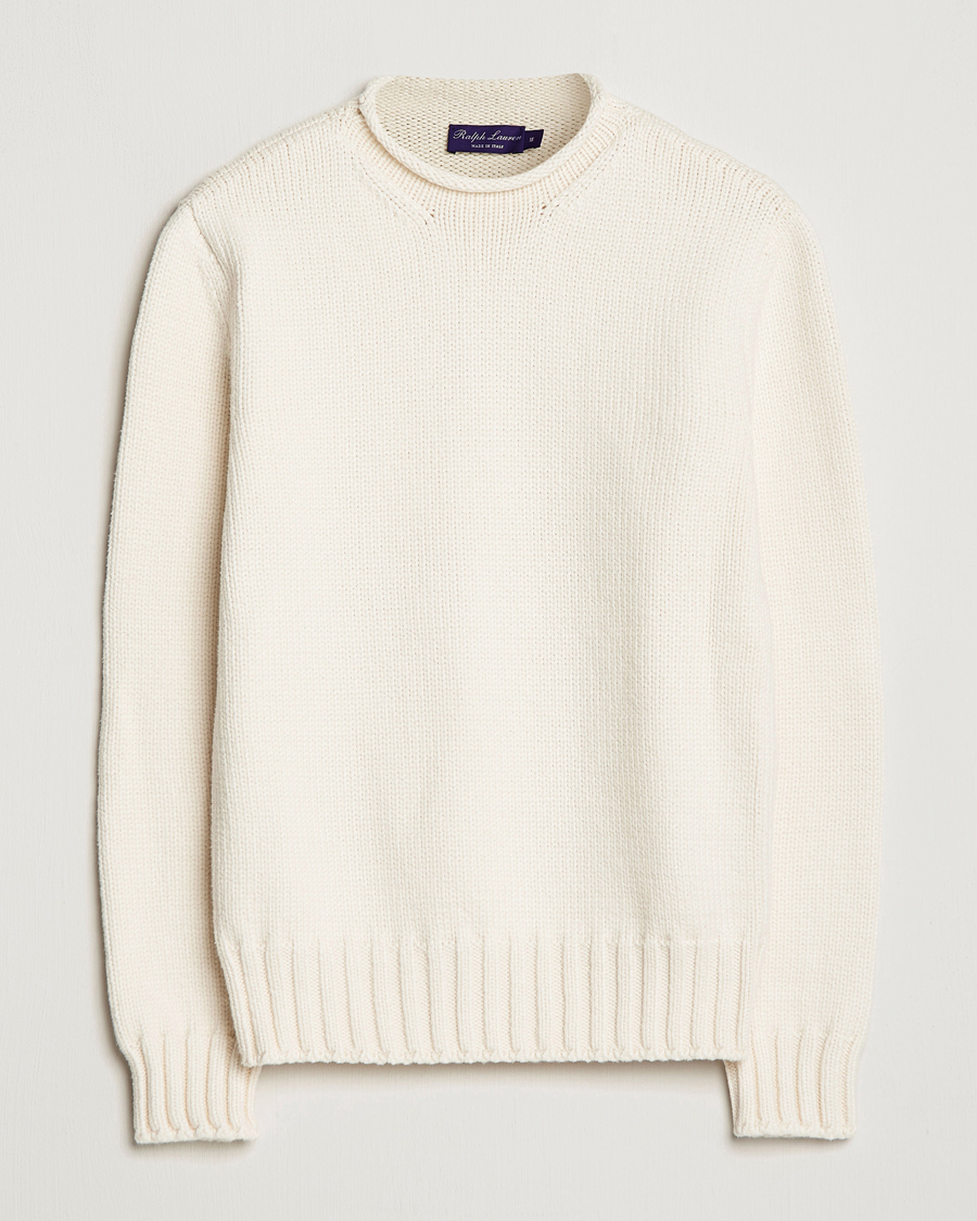 Herren | Pullover | Ralph Lauren Purple Label | Caged Cotton Rib Sweater Natural