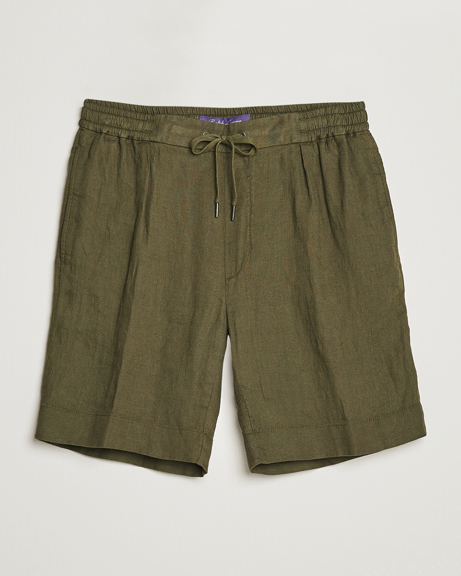 Herren | Shorts | Ralph Lauren Purple Label | Rumpled Linen Shorts Olive