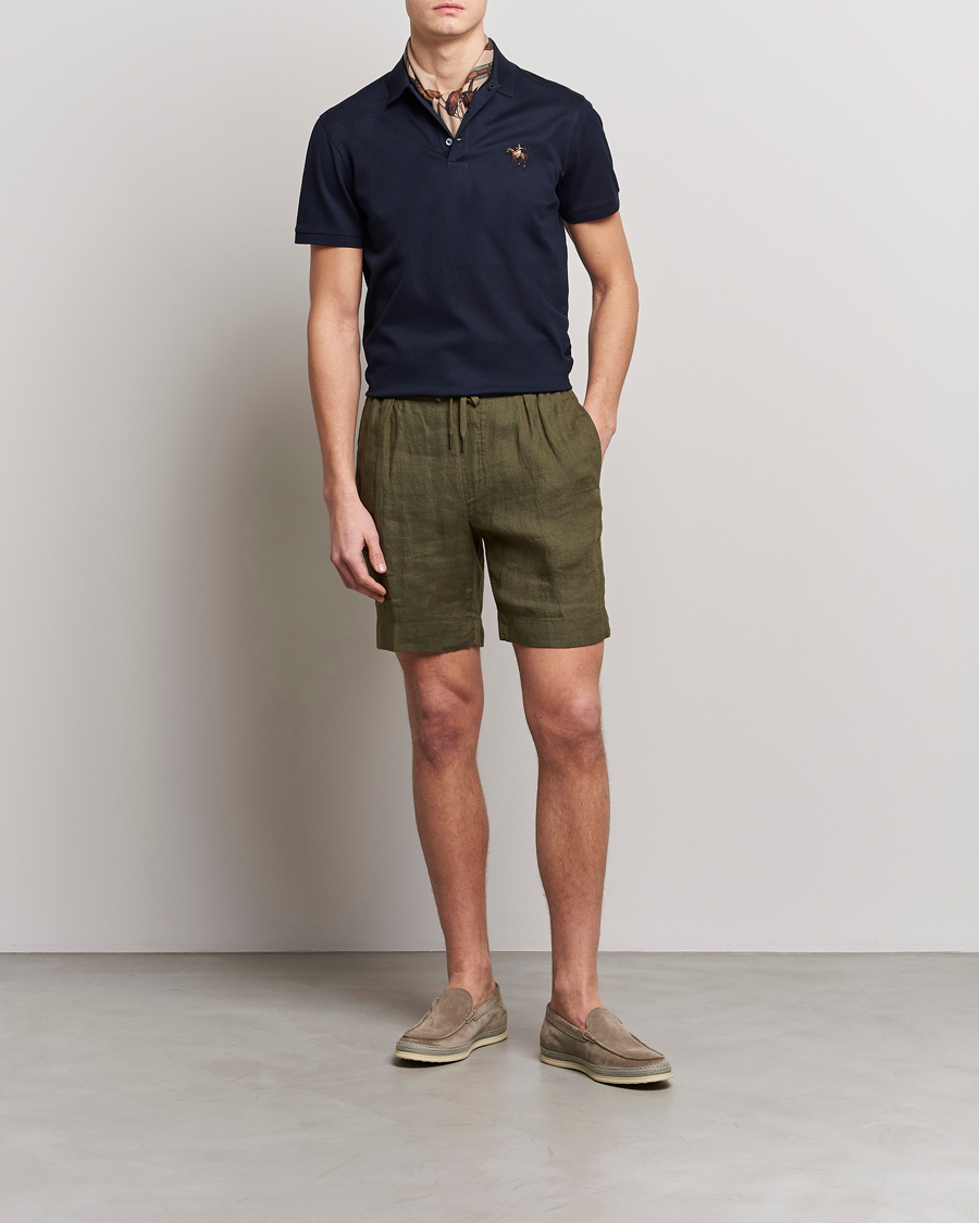 Herren | Shorts | Ralph Lauren Purple Label | Rumpled Linen Shorts Olive