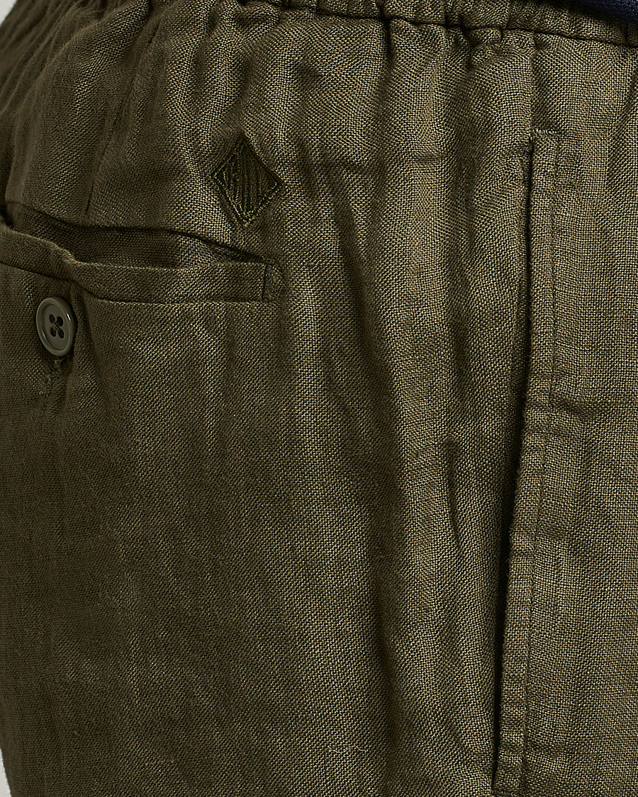 Herren | Shorts | Ralph Lauren Purple Label | Rumpled Linen Shorts Olive