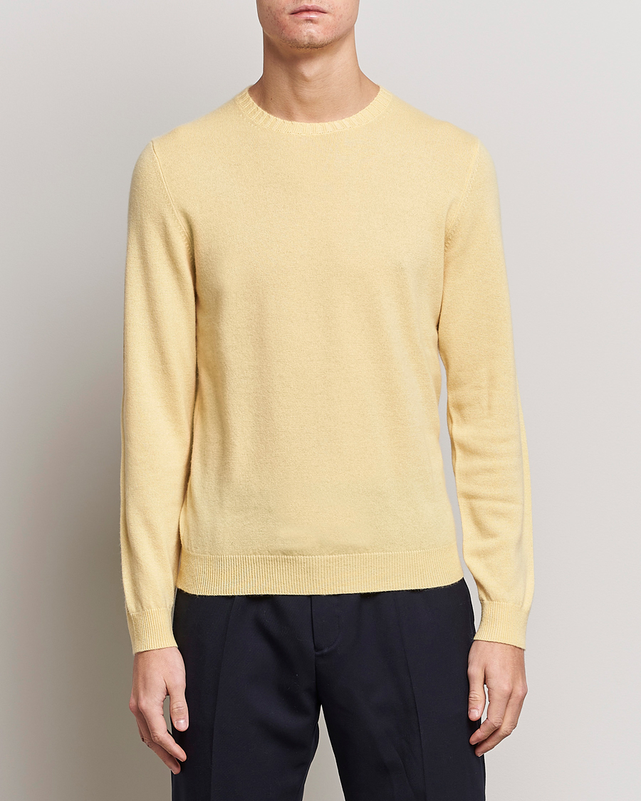 Herren | Pullover | Stenströms | Cashmere Crew Neck Yellow