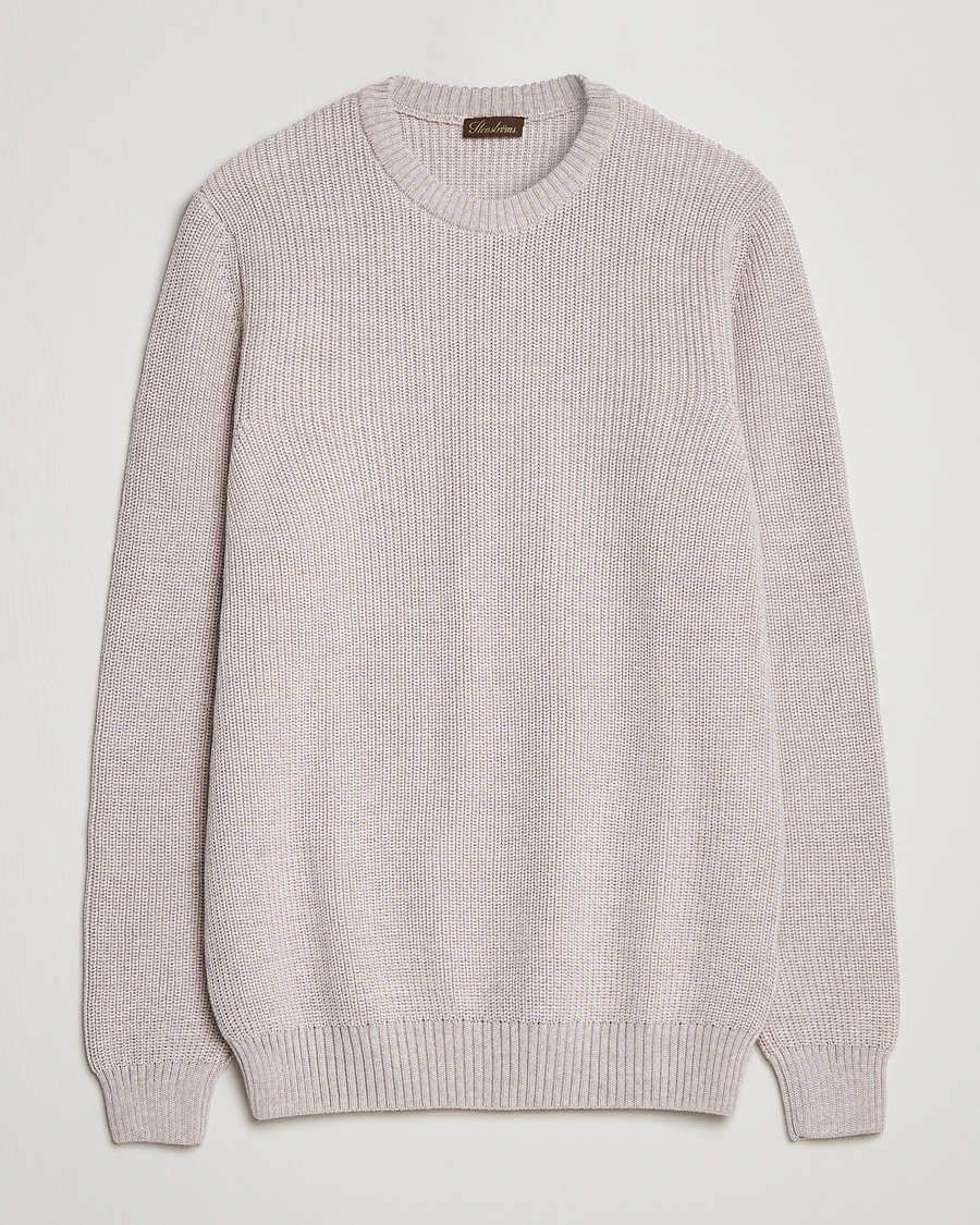 Herren | Pullover | Stenströms | Merino Heavy Knitted Crew Neck Beige