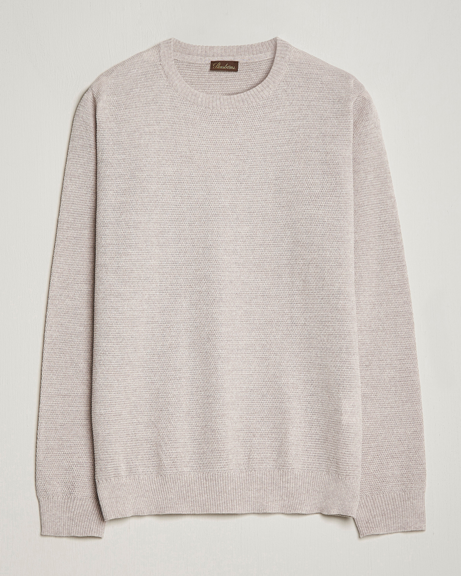 Herren | Pullover | Stenströms | Textured Merino Crew Neck Beige
