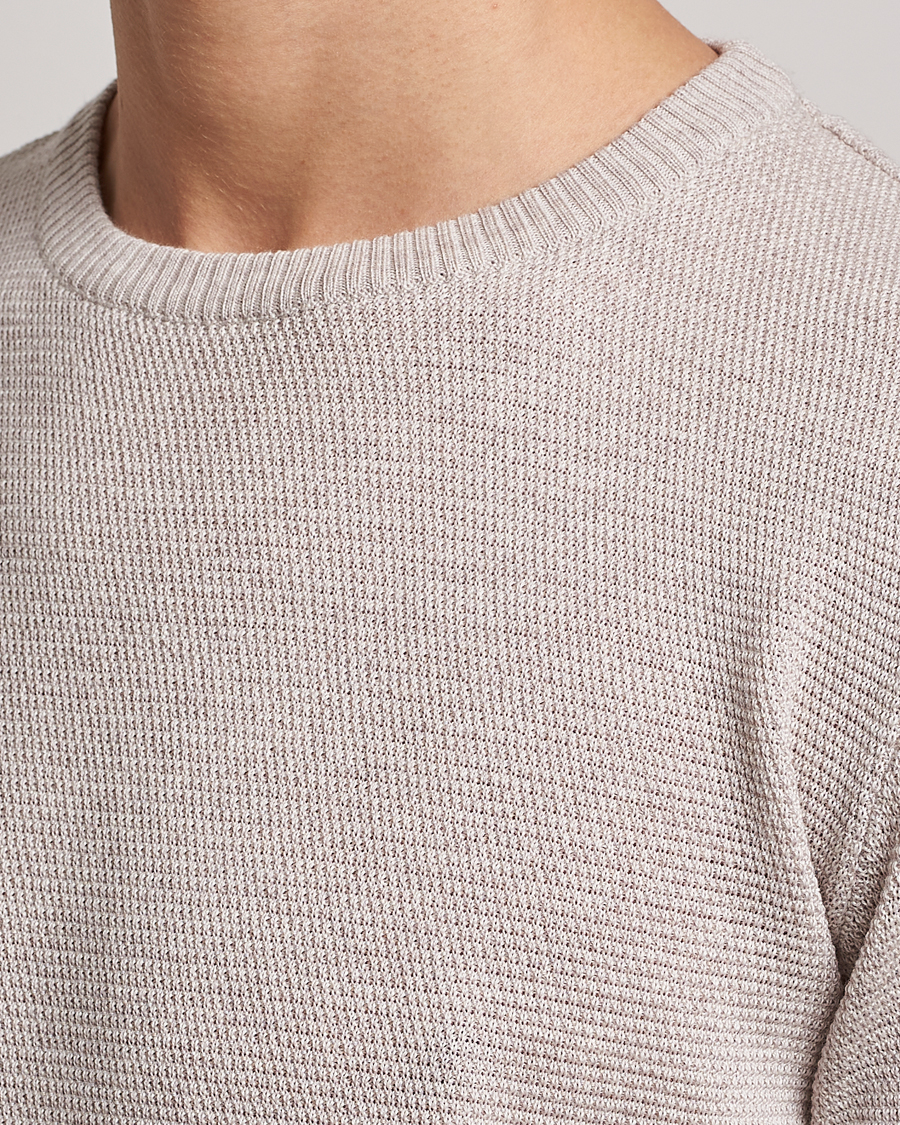 Herren | Pullover | Stenströms | Textured Merino Crew Neck Beige