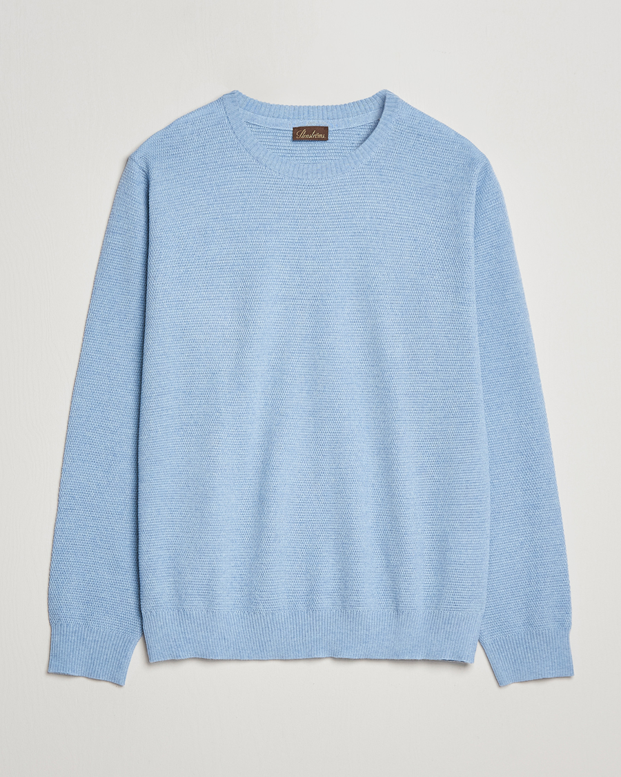 Herren | Pullover | Stenströms | Textured Merino Crew Neck Light Blue