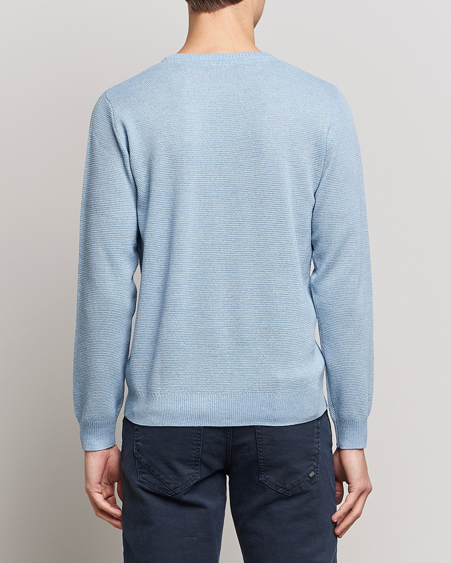 Herren | Pullover | Stenströms | Textured Merino Crew Neck Light Blue