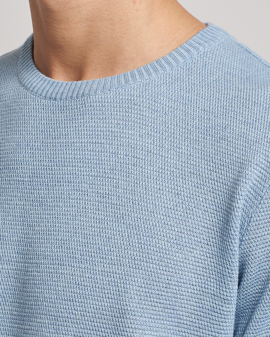 Herren | Pullover | Stenströms | Textured Merino Crew Neck Light Blue
