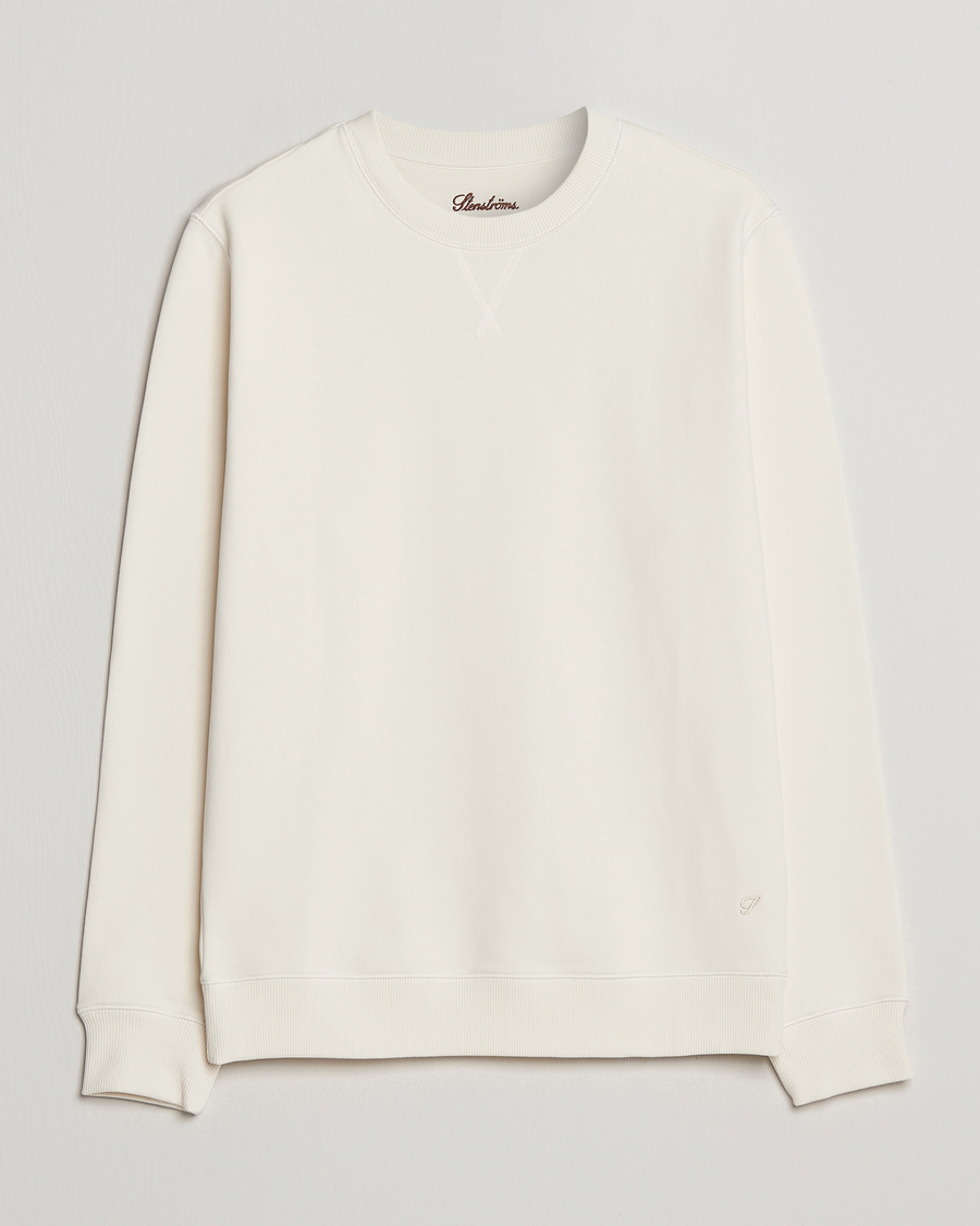 Herren | Pullover | Stenströms | Cotton Collage Crew Neck White