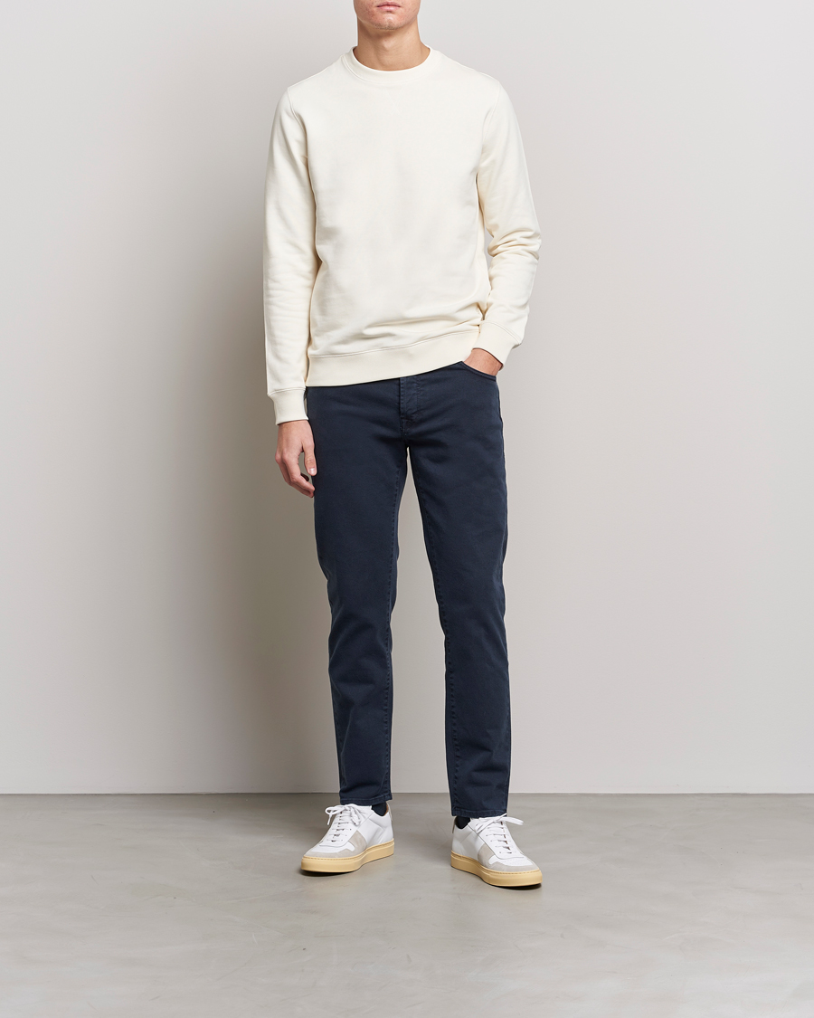 Herren | Pullover | Stenströms | Cotton Collage Crew Neck White