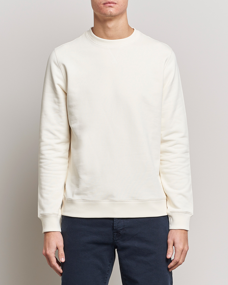 Herren | Pullover | Stenströms | Cotton Collage Crew Neck White