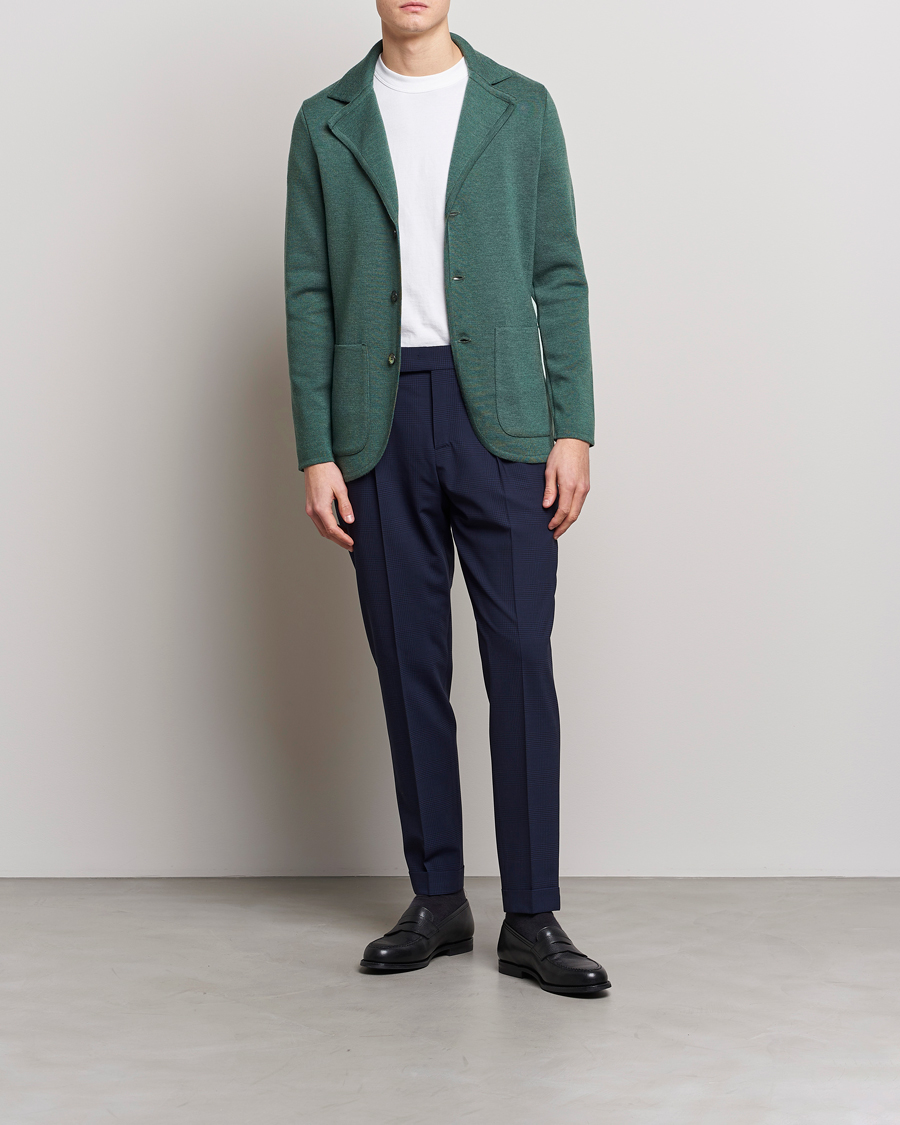 Herren | Sakkos | Stenströms | Knitted Merino Blazer Green