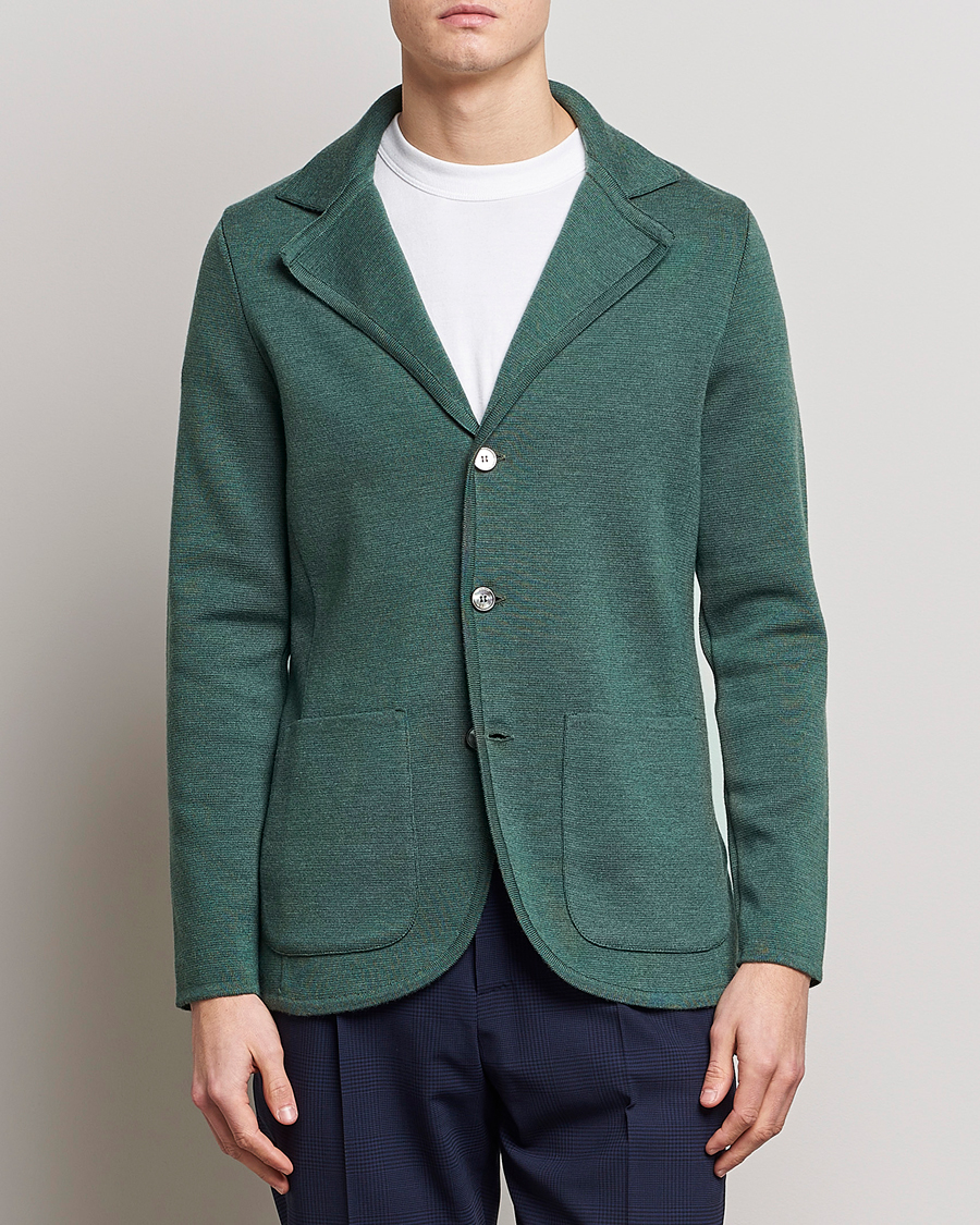 Herren | Sakkos | Stenströms | Knitted Merino Blazer Green