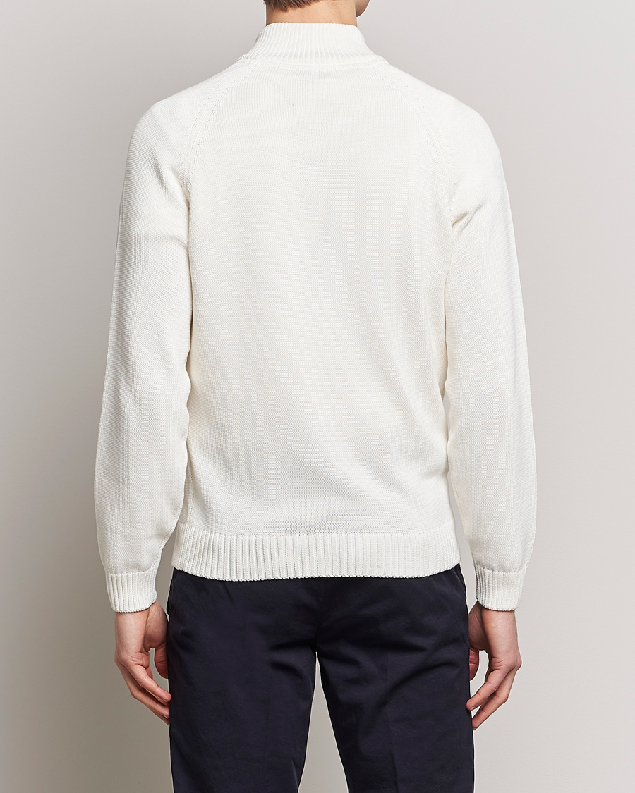 Herren | Pullover | Stenströms | Knitted Cotton Half Zip White