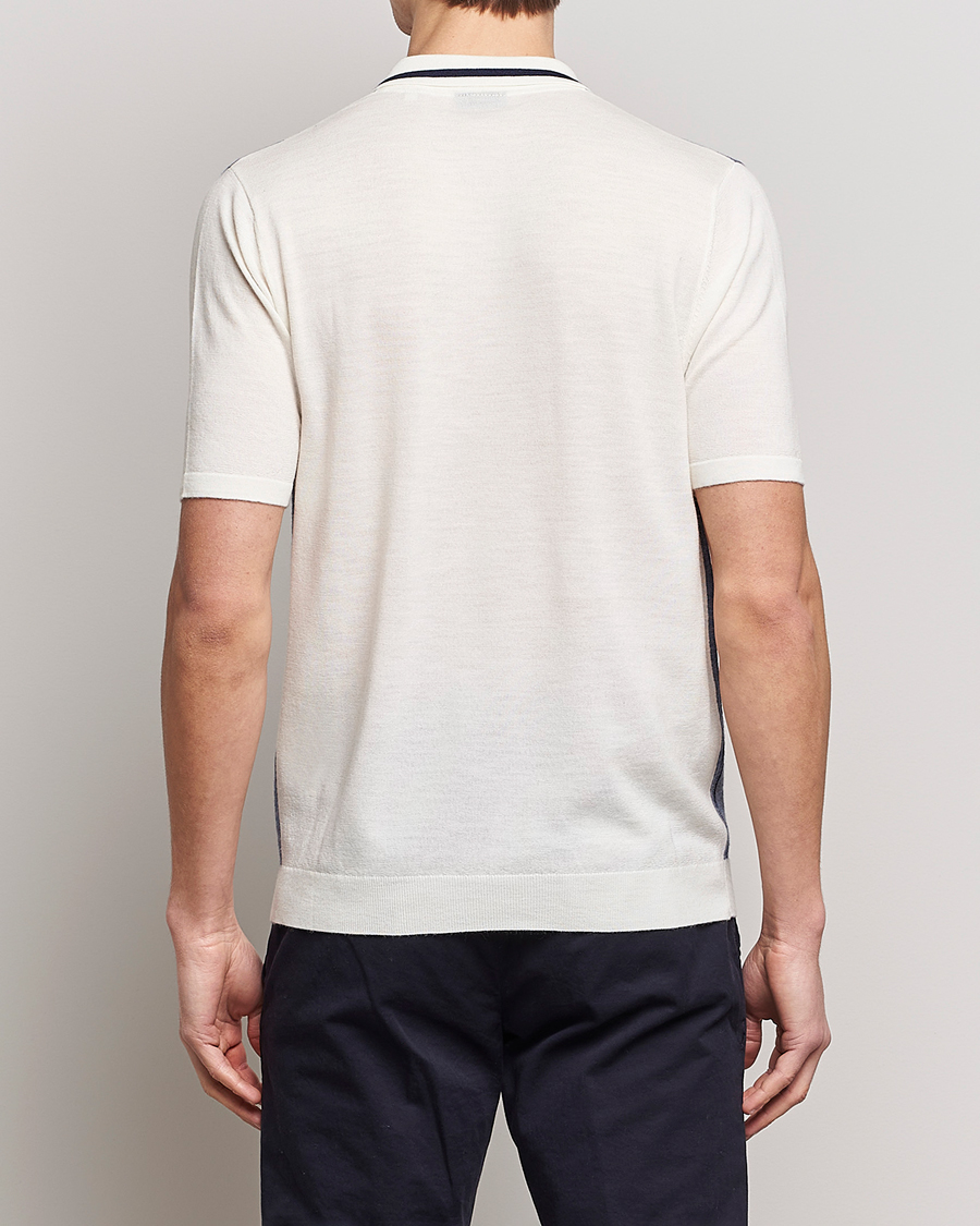 Herren | Hemden | Stenströms | Ripley Merino Striped Polo Shirt Blue