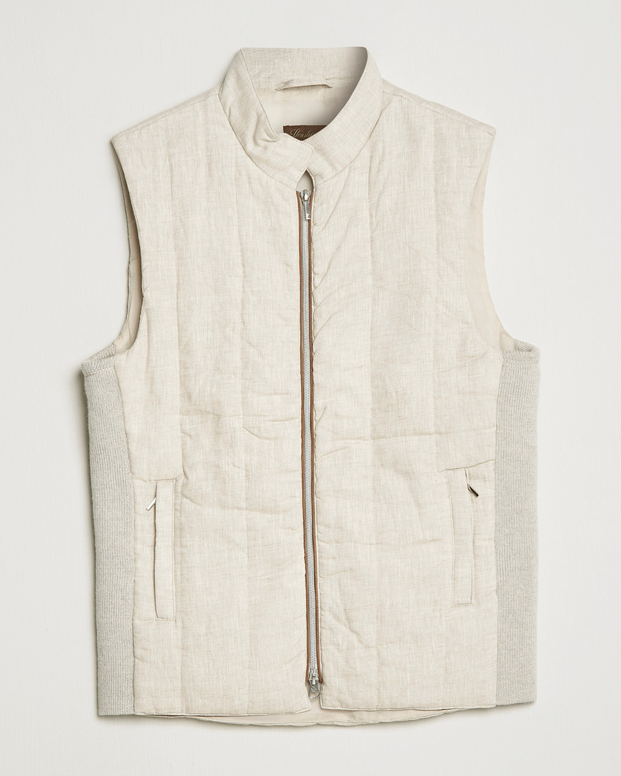 Herren | Westen | Stenströms | Hybrid Linen/Merino Vest Beige