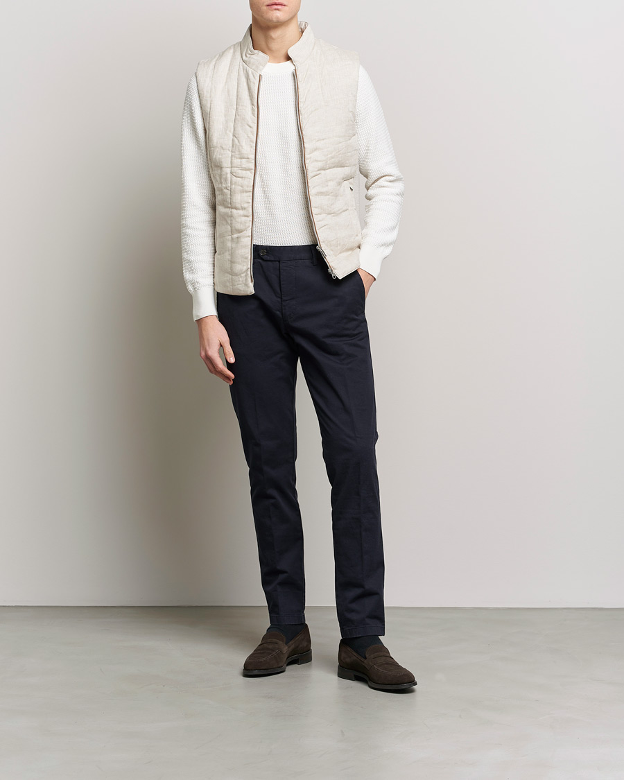 Herren | Westen | Stenströms | Hybrid Linen/Merino Vest Beige