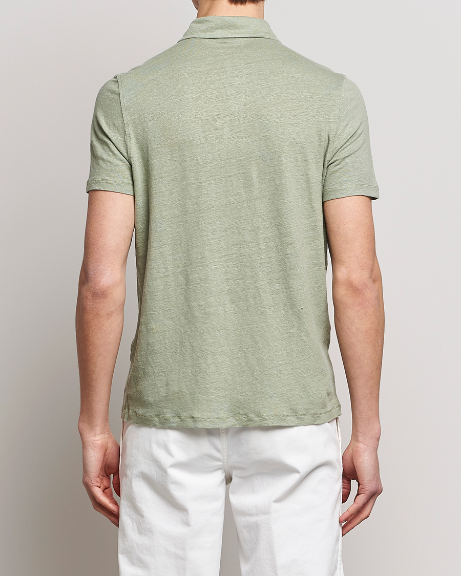Herren | Poloshirts | Stenströms | Linen Polo Shirt Pistachio
