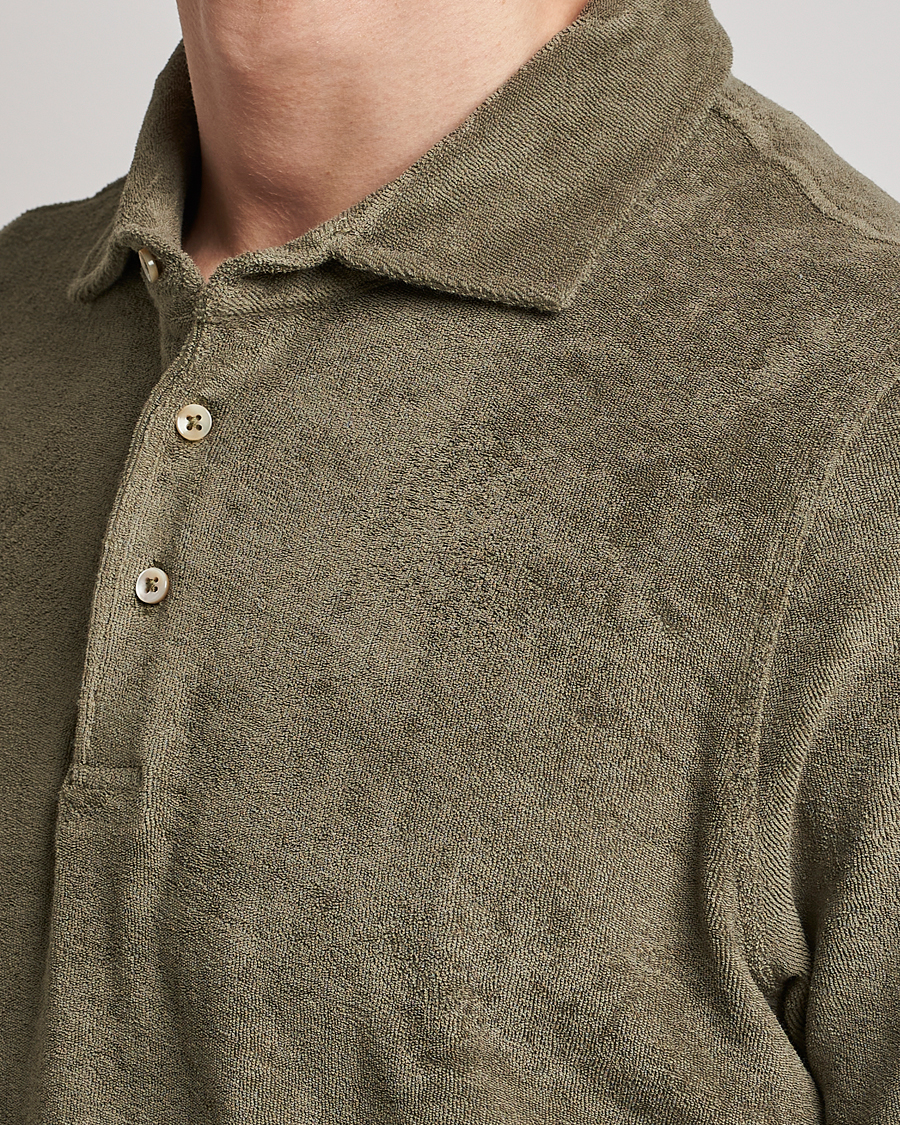 Herren | Poloshirts | Stenströms | Terry Cotton Poloshirt Olive