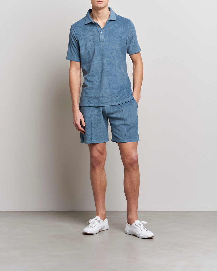Herren | Shorts | Stenströms | Terry Cotton Shorts Petrol Blue