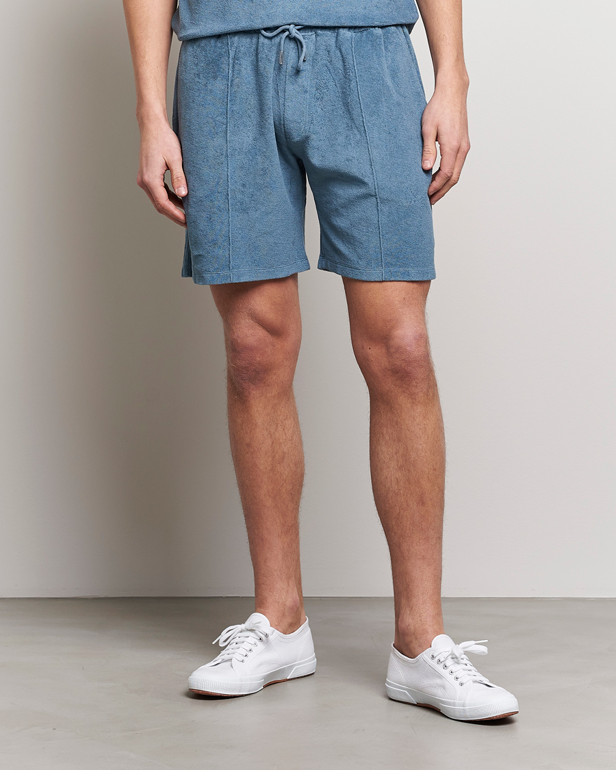 Herren | Shorts | Stenströms | Terry Cotton Shorts Petrol Blue