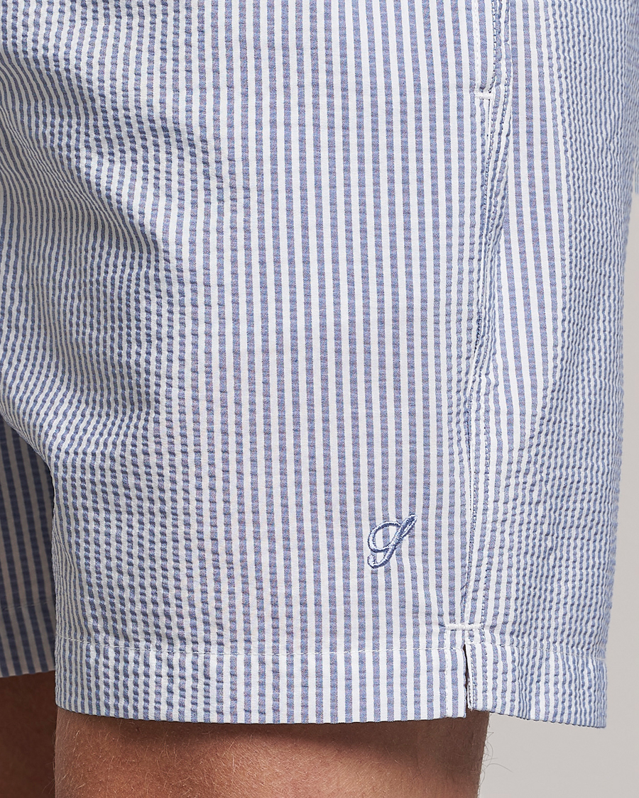 Herren | Badehosen | Stenströms | Seersucker Striped Swim Shorts Blue