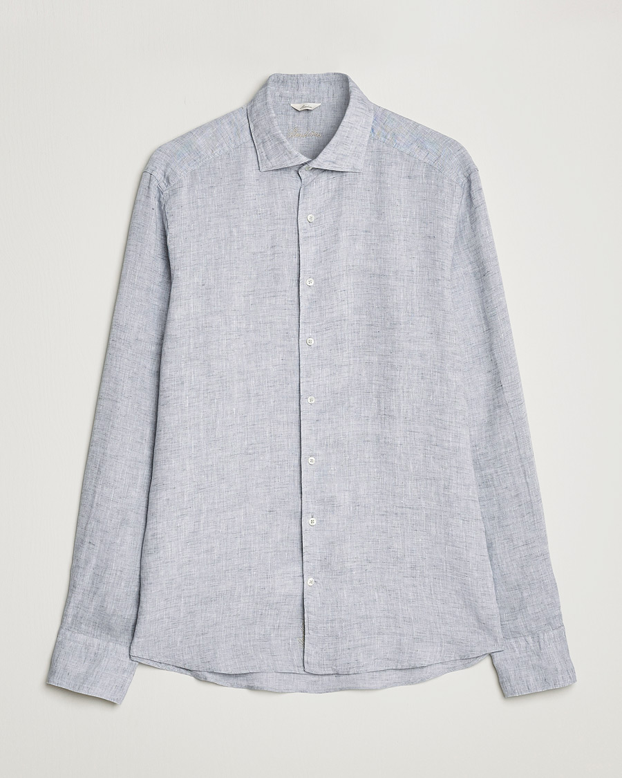 Herren | Hemden | Stenströms | Slimline Cut Away Linen Shirt Grey