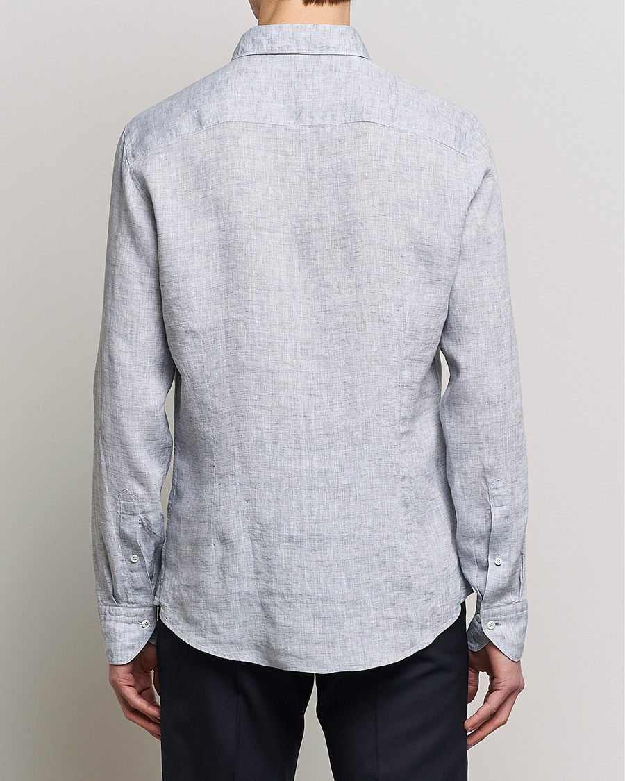 Herren | Hemden | Stenströms | Slimline Cut Away Linen Shirt Grey