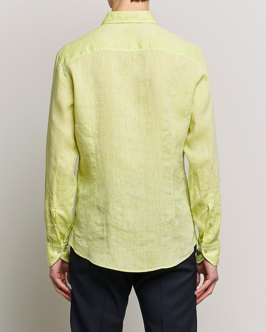 Herren | Hemden | Stenströms | Slimline Cut Away Linen Shirt Pistachio