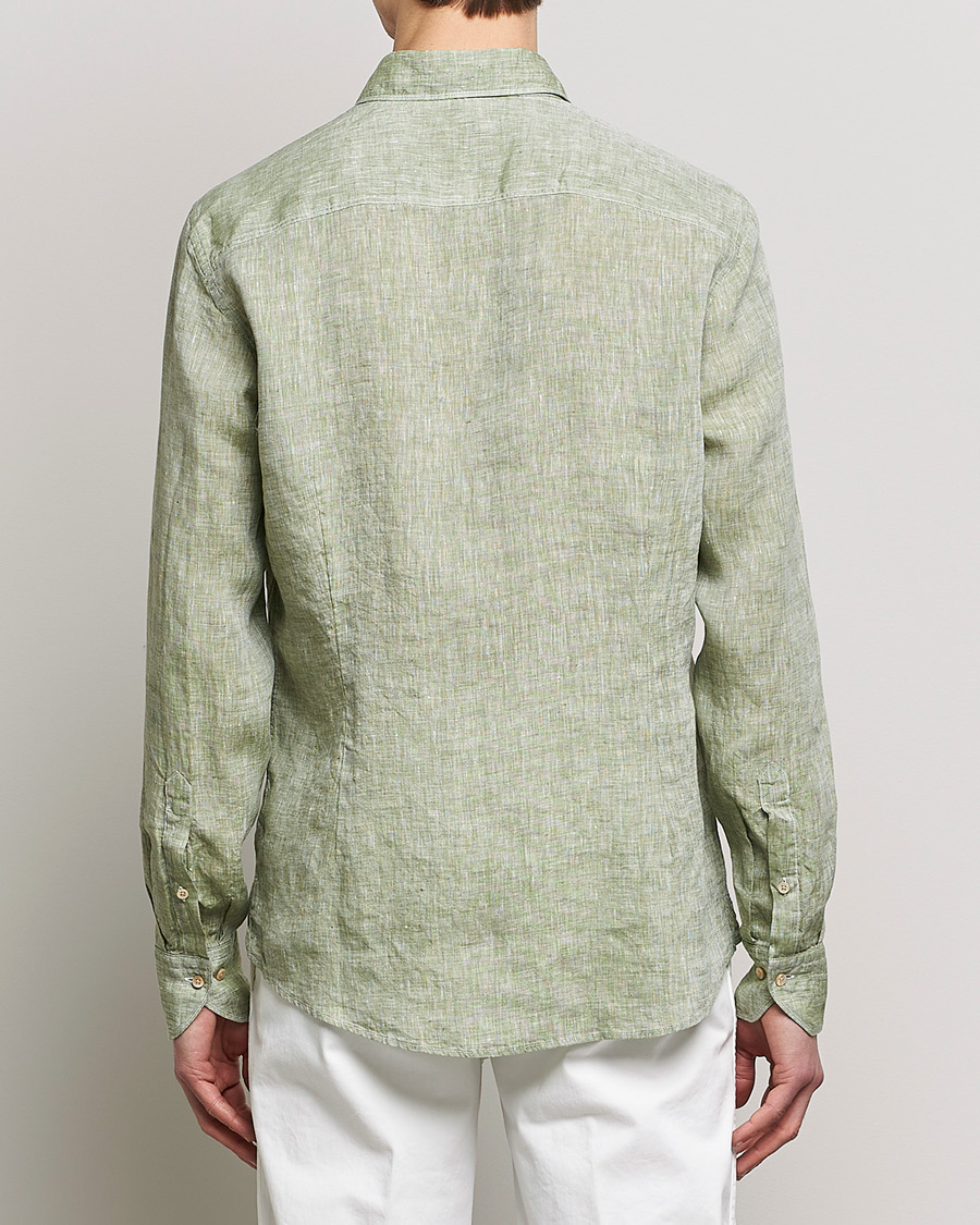 Herren | Hemden | Stenströms | Slimline Cut Away Linen Shirt Green