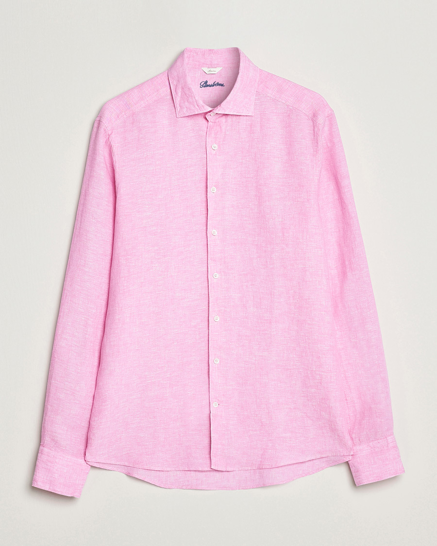 Herren | Hemden | Stenströms | Slimline Cut Away Linen Shirt Pink