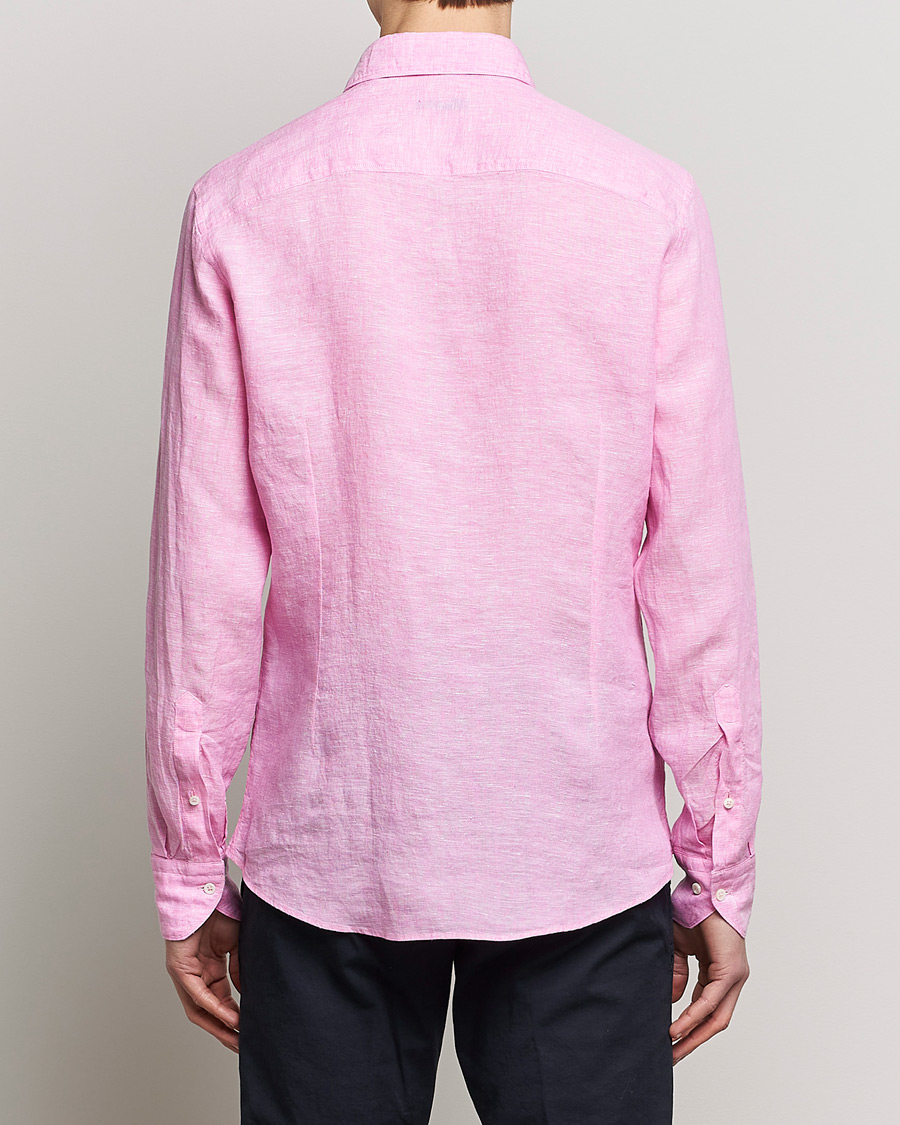 Herren | Hemden | Stenströms | Slimline Cut Away Linen Shirt Pink