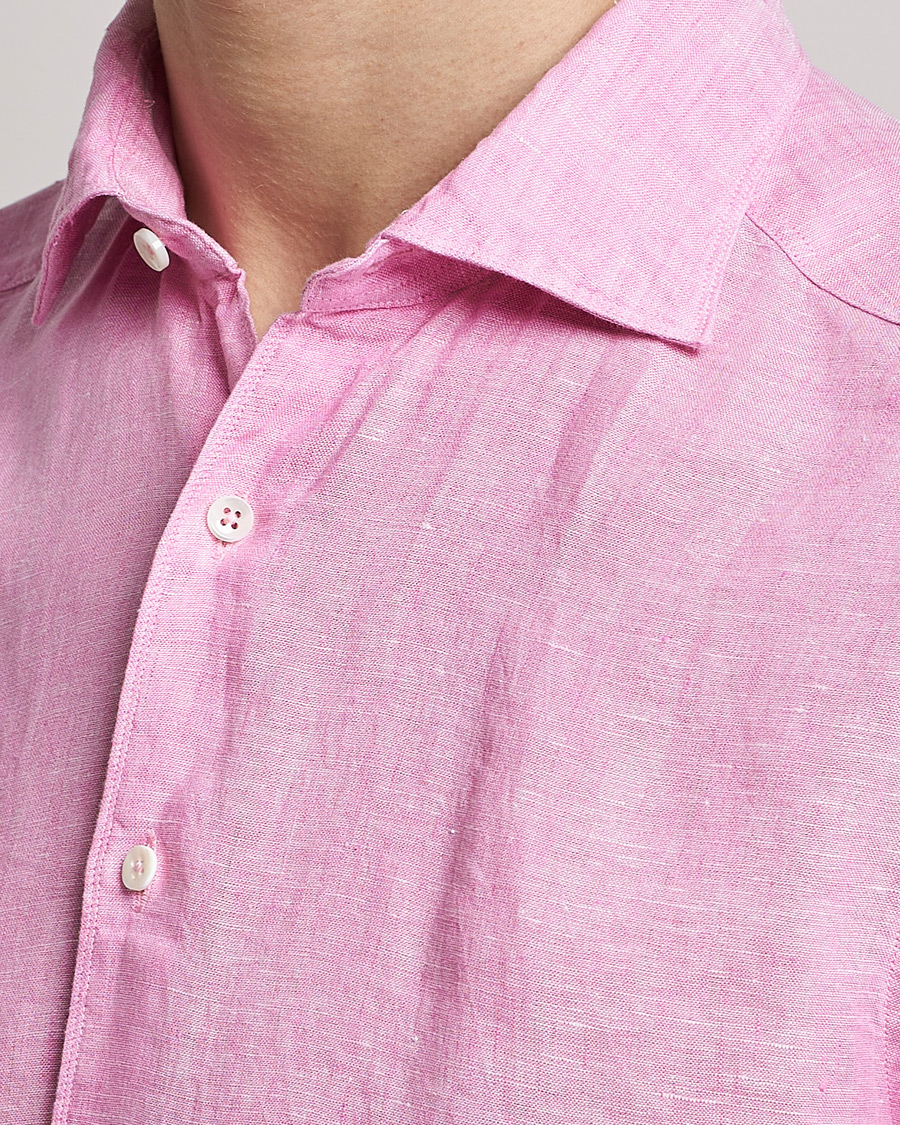 Herren | Hemden | Stenströms | Slimline Cut Away Linen Shirt Pink
