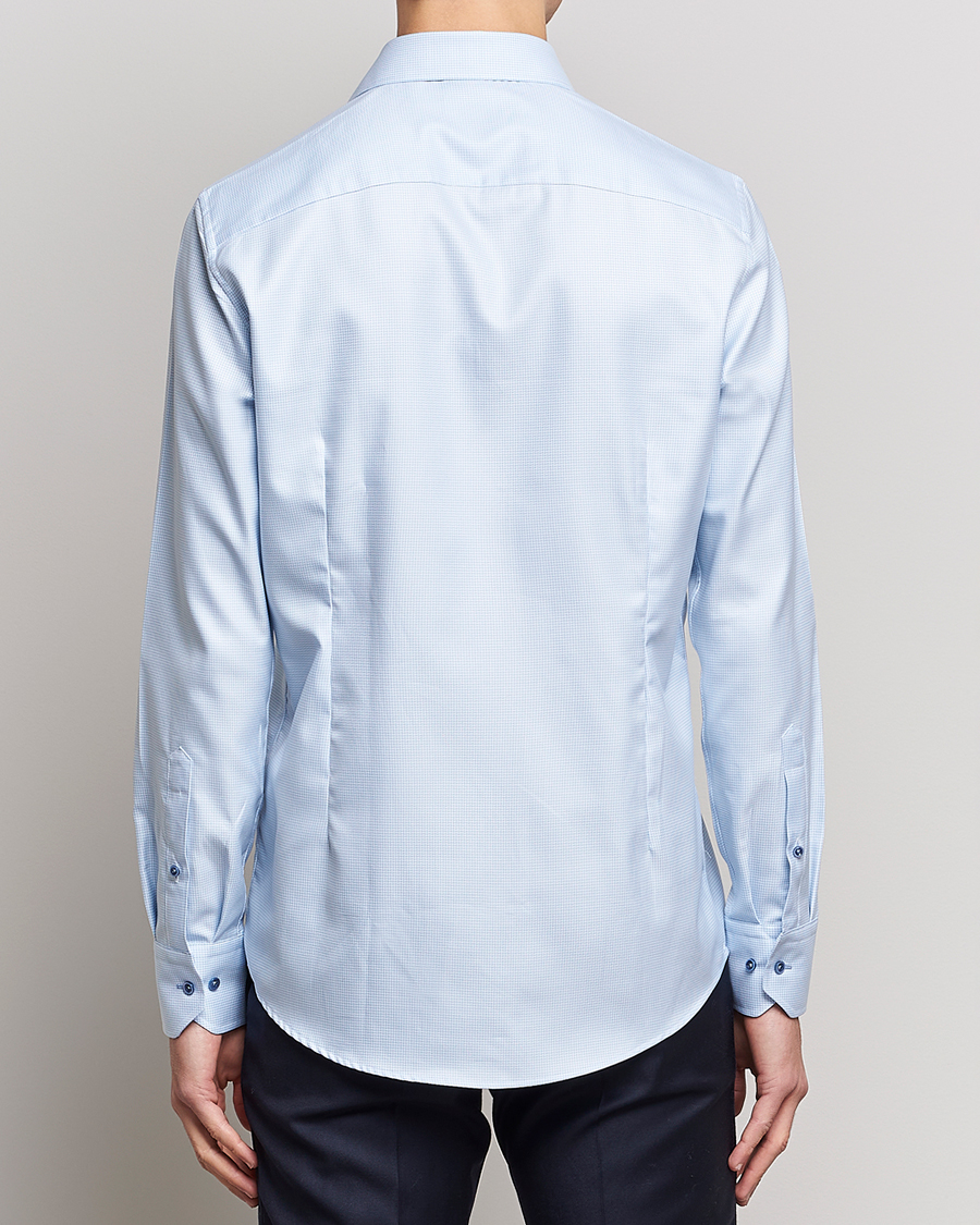 Herren | Hemden | Stenströms | Slimline Cut Away Houndstooth Shirt Blue