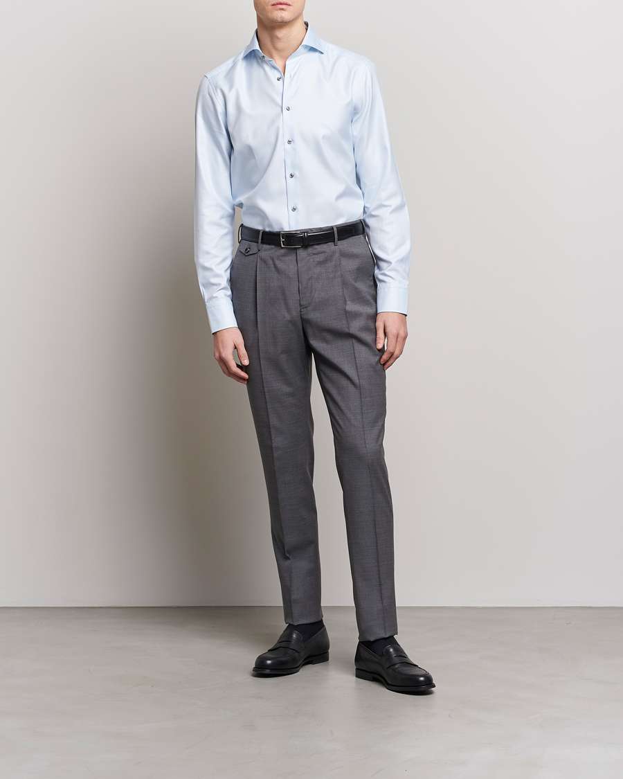 Herren | Hemden | Stenströms | Slimline Houndstooth Contrast Shirt Blue