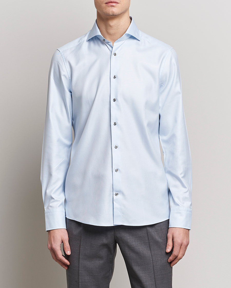 Herren | Hemden | Stenströms | Slimline Houndstooth Contrast Shirt Blue