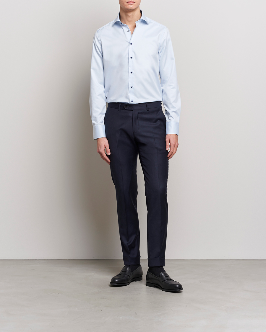 Herren | Hemden | Stenströms | Slimline Cut Away Contrast Shirt Blue