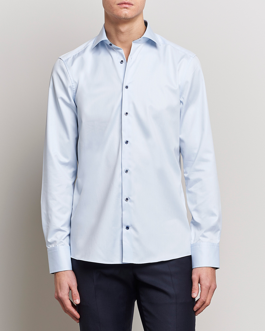 Herren | Hemden | Stenströms | Slimline Cut Away Contrast Shirt Blue