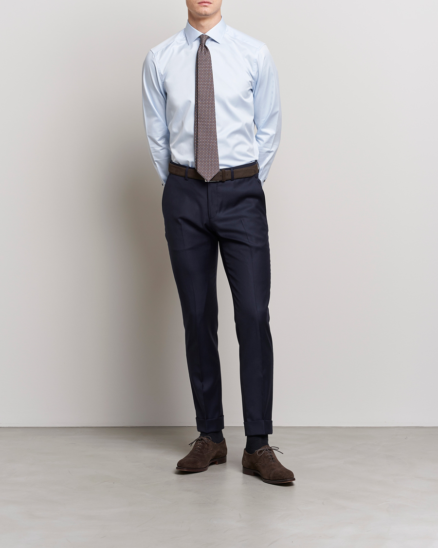Herren | Hemden | Stenströms | Slimline Cut Away Contrast Shirt Blue