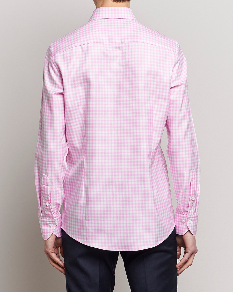 Herren | Hemden | Stenströms | Slimline Checked Cut Away Shirt Pink