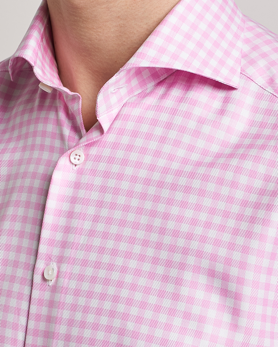Herren | Hemden | Stenströms | Slimline Checked Cut Away Shirt Pink