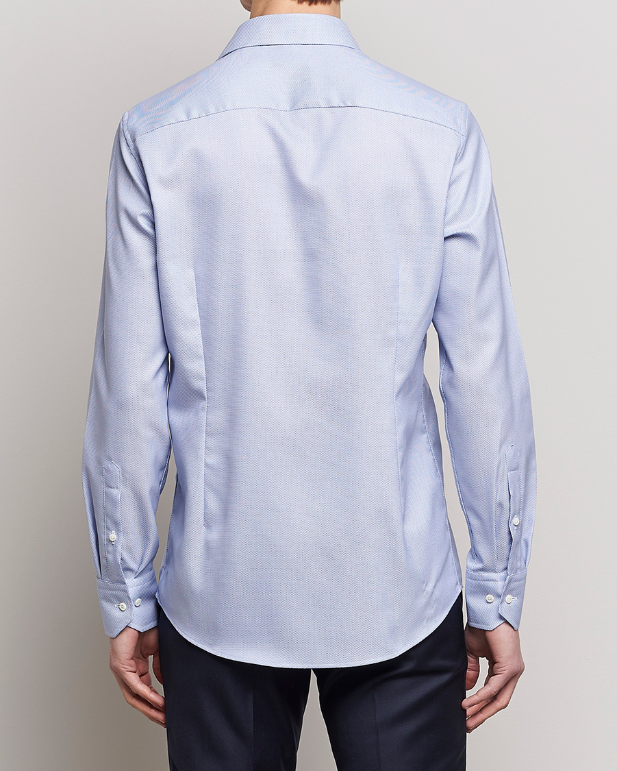 Herren | Hemden | Stenströms | Slimline Cut Away Woven Structure Shirt Blue