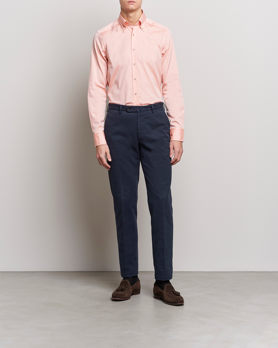 Herren | Hemden | Stenströms | Slimline Button Down Pinpoint Oxford Shirt Orange