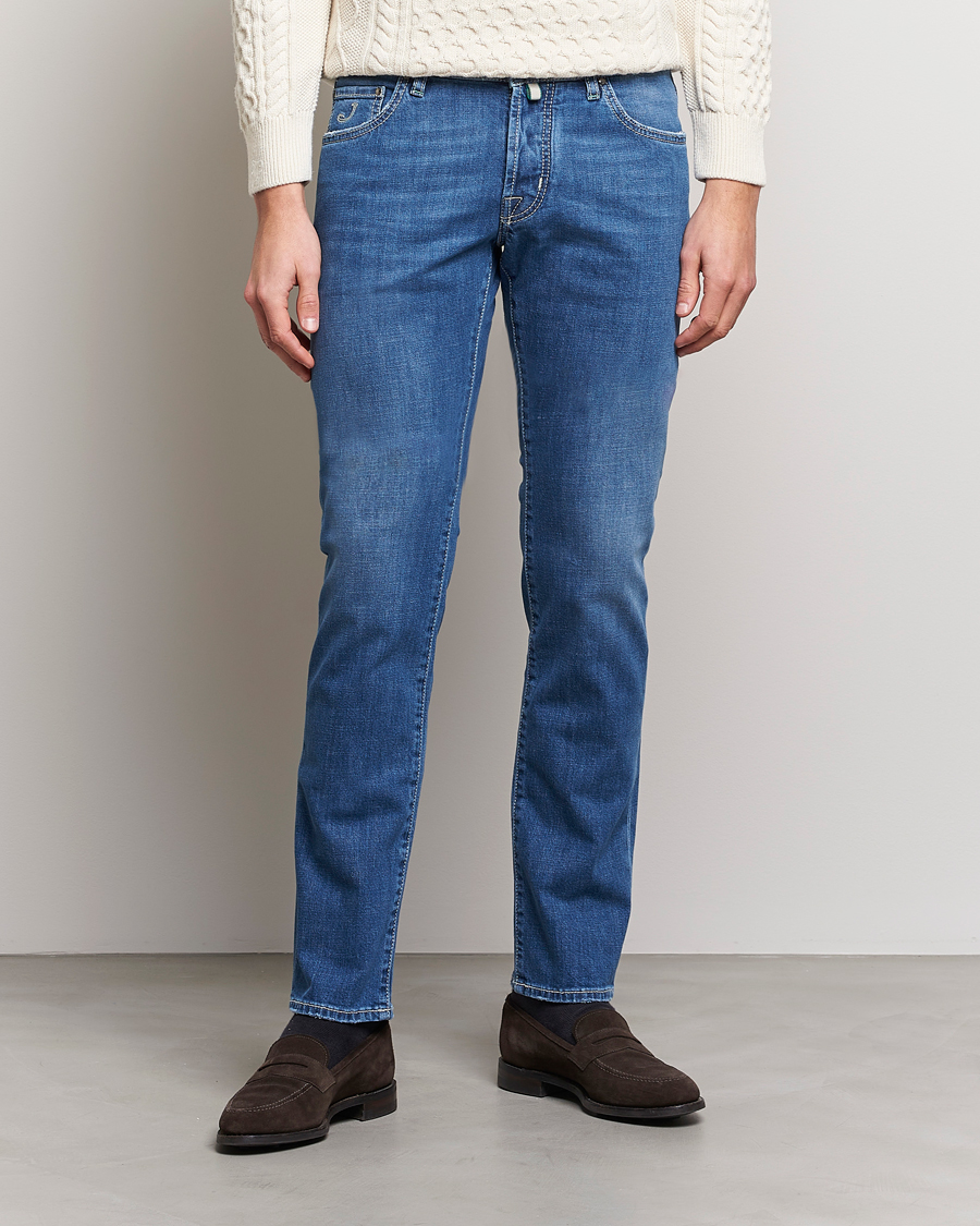 Herren | Jeans | Jacob Cohën | Nick Slim Fit Stretch Jeans Mid Light Blue