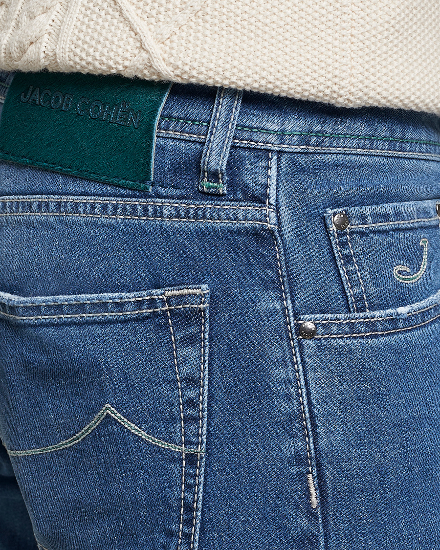 Herren | Jeans | Jacob Cohën | Nick Slim Fit Stretch Jeans Mid Light Blue