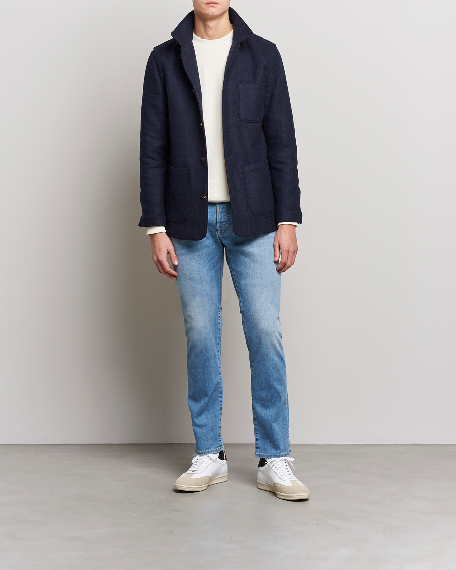 Herren | Jeans | Jacob Cohën | Nick Slim Fit Stretch Jeans Light Blue