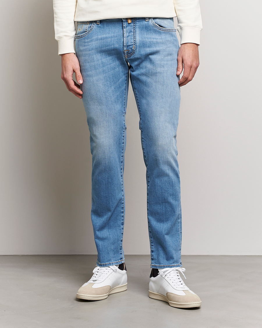 Herren | Jeans | Jacob Cohën | Nick Slim Fit Stretch Jeans Light Blue