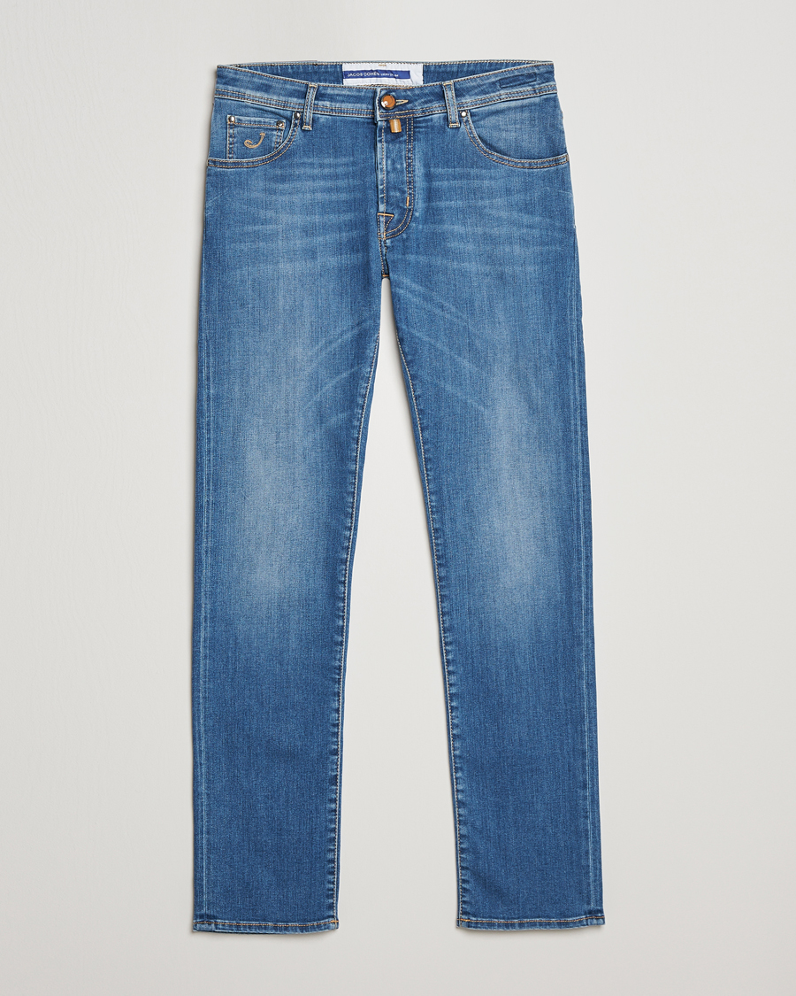 Herren | Jeans | Jacob Cohën | Nick Slim Fit Stretch Jeans Mid Blue