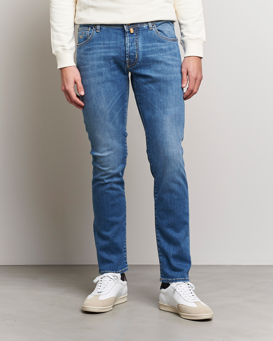 Herren | Jeans | Jacob Cohën | Nick Slim Fit Stretch Jeans Mid Blue