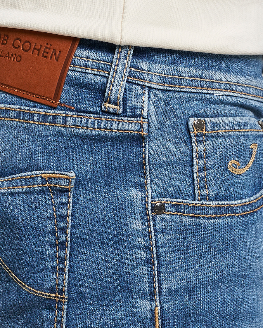 Herren | Jeans | Jacob Cohën | Nick Slim Fit Stretch Jeans Mid Blue